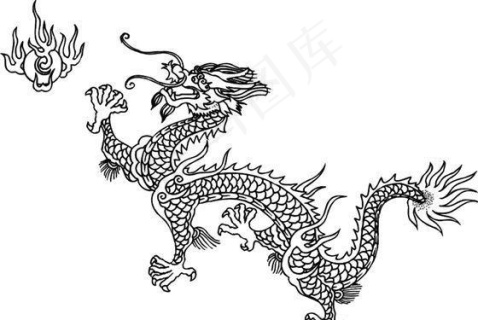 龙纹中华传统花纹黑白装饰aiai矢量模版下载