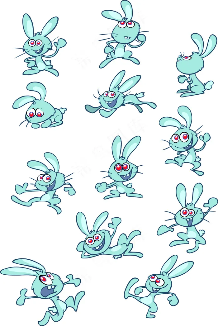可爱的卡通小兔子——矢量素材