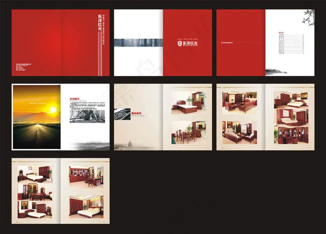 红色家具画册设计矢量素材