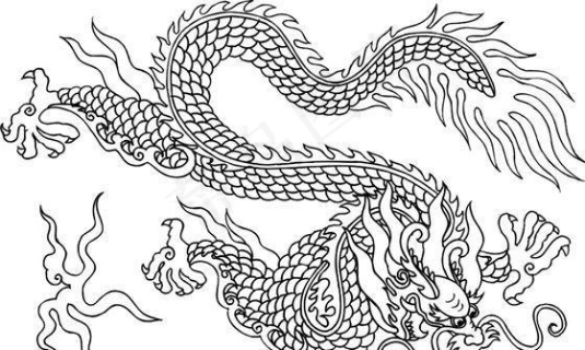 龙纹中华传统花纹黑白装饰aiai矢量模版下载