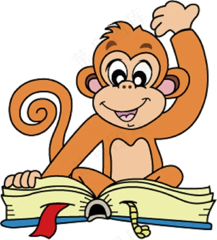 读书的猴子矢量图