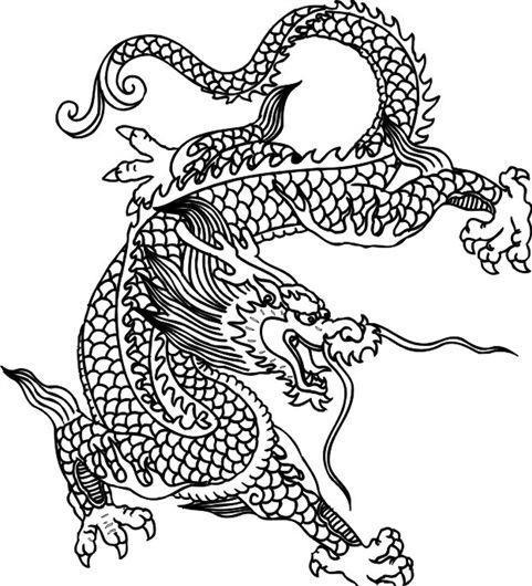 龙纹中华传统花纹黑白装饰aiai矢量模版下载