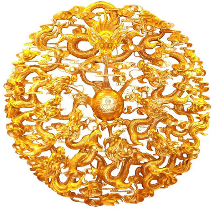 金龙龙纹图腾龙珠盘龙龙脉花纹花边圆