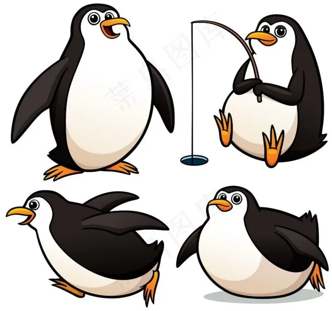 钓鱼的企鹅漫画图片