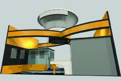 黄色系异型3D展厅效果图模型