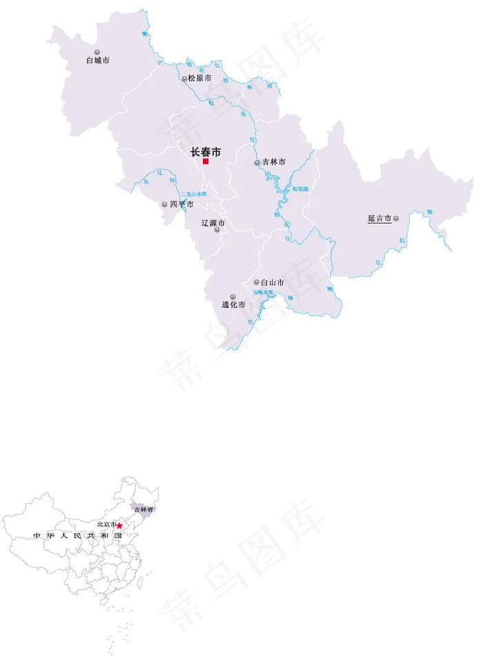 吉林省行政区域地图矢量素材