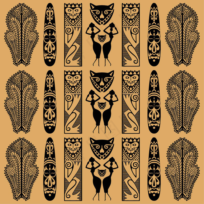 非洲民族图腾纹样矢量素材