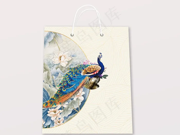 中国风孔雀手提袋礼品袋设计