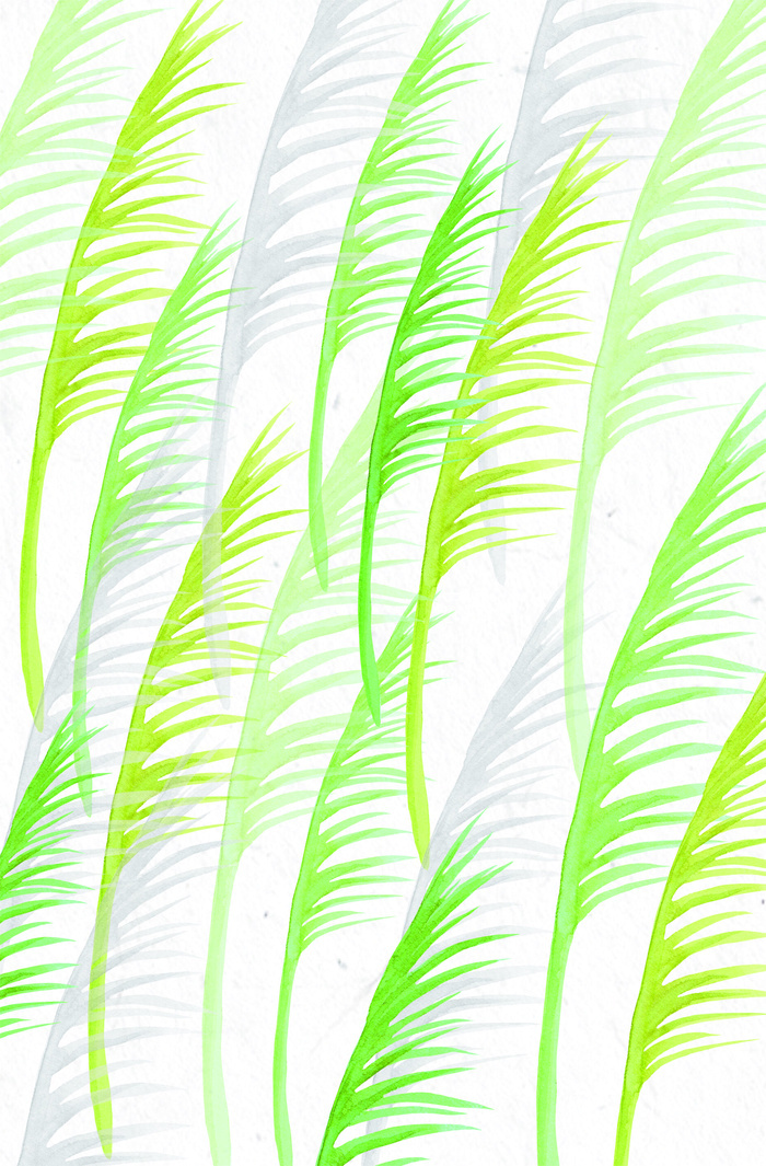 森系文艺风水彩绿色植物叶子背景素材