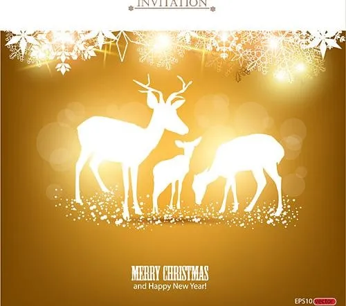 麋鹿圣诞卡片设计矢量