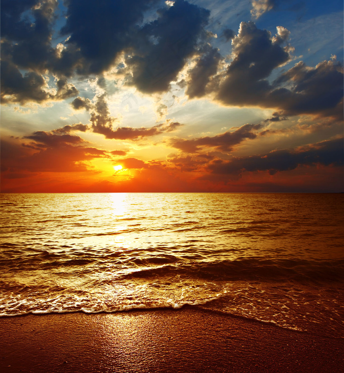 夕阳大海真实照片图片