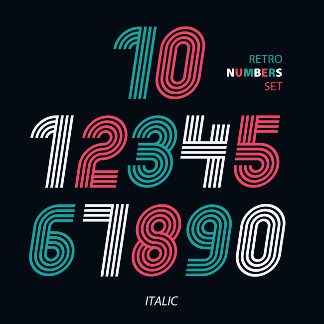 复古风格数字字体设计epsai矢量模版下载