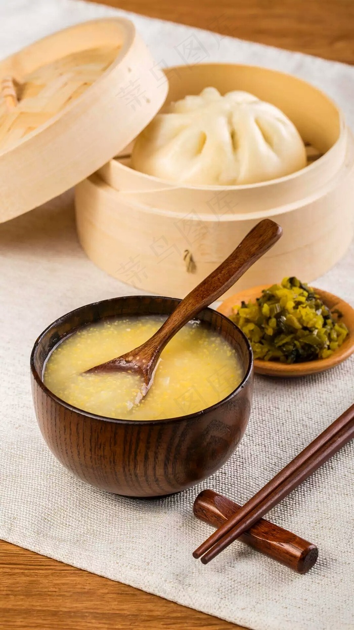 包子粥高清摄影图片
