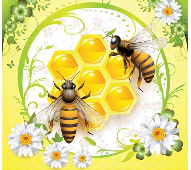 可爱小蜜蜂矢量素材