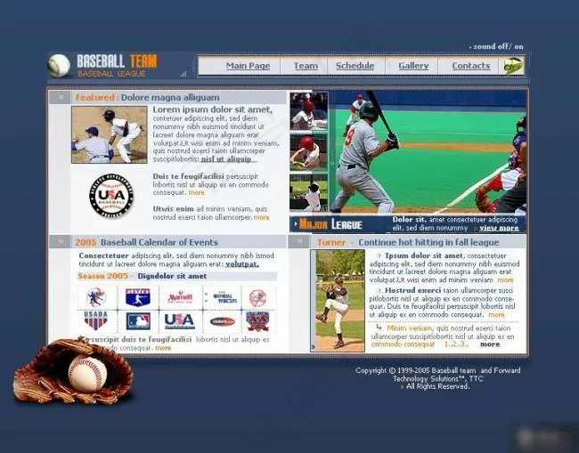 职业棒球队动态网页模板