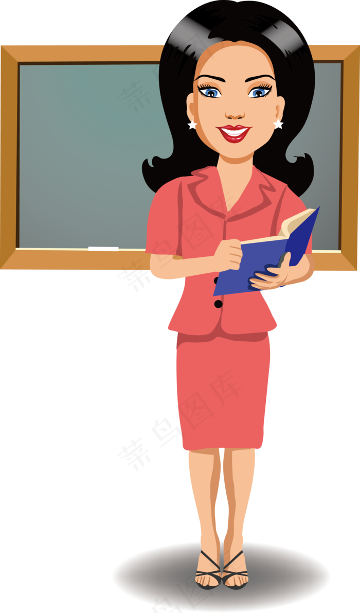 卡通教室老师讲课黑板海报png背景