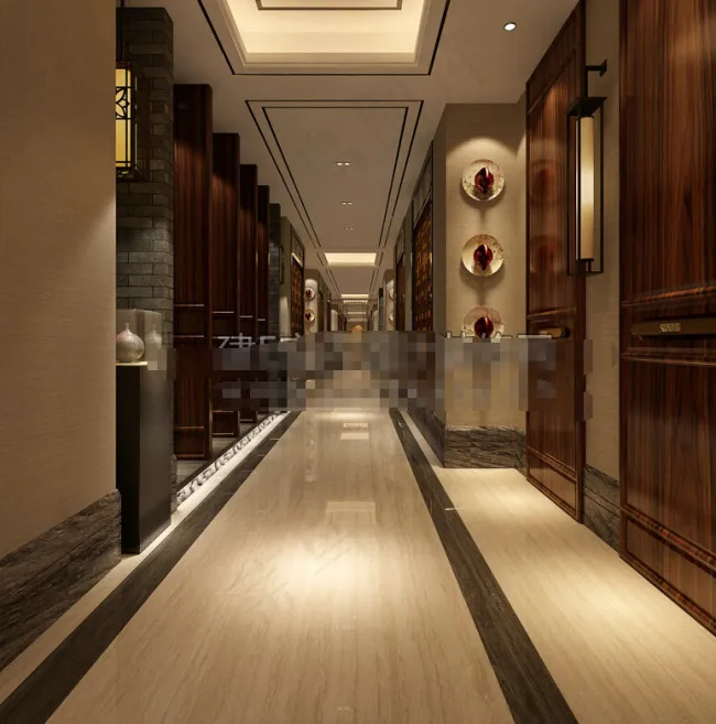 酒店大堂电梯厅效果图设计素材