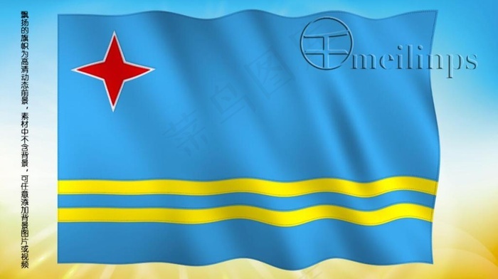 动态前景旗帜飘扬009阿鲁巴国旗