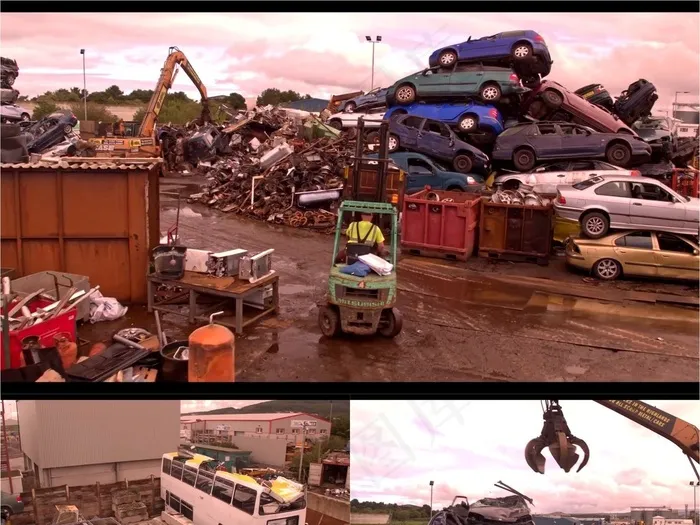 汽车工业废料场视频素材