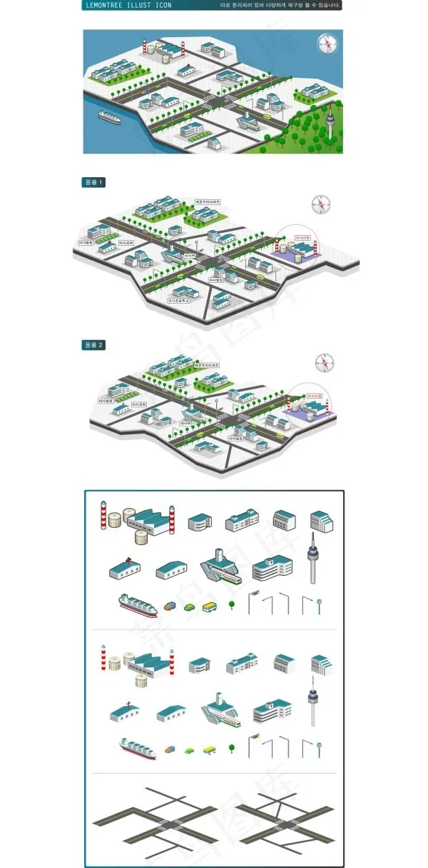 城市规划图绘制元素矢量素材-1