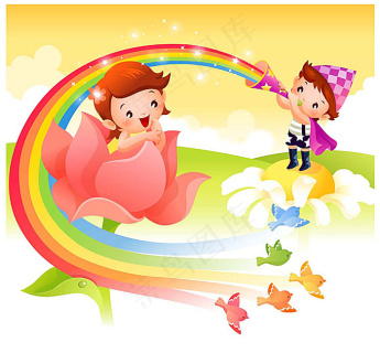 彩虹儿童的矢量图解epsai矢量模版下载