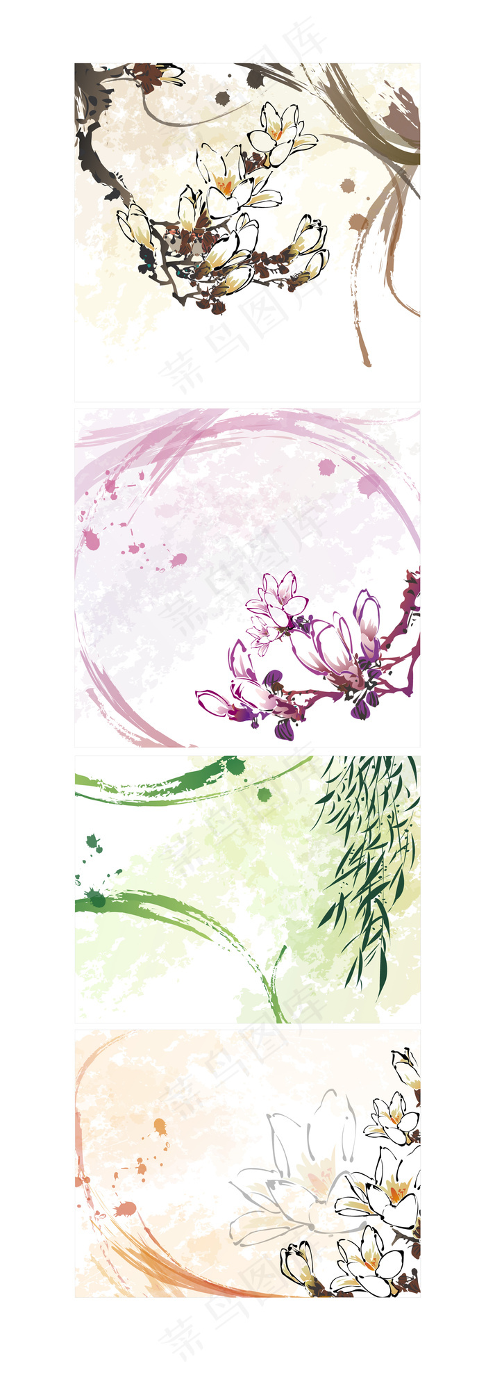 春夏秋冬唯美花矢量素材 菜鸟图库