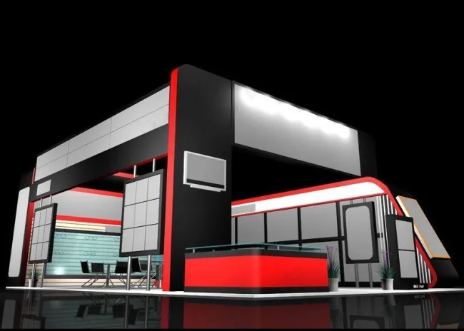 红黑撞色时尚展厅设计模型