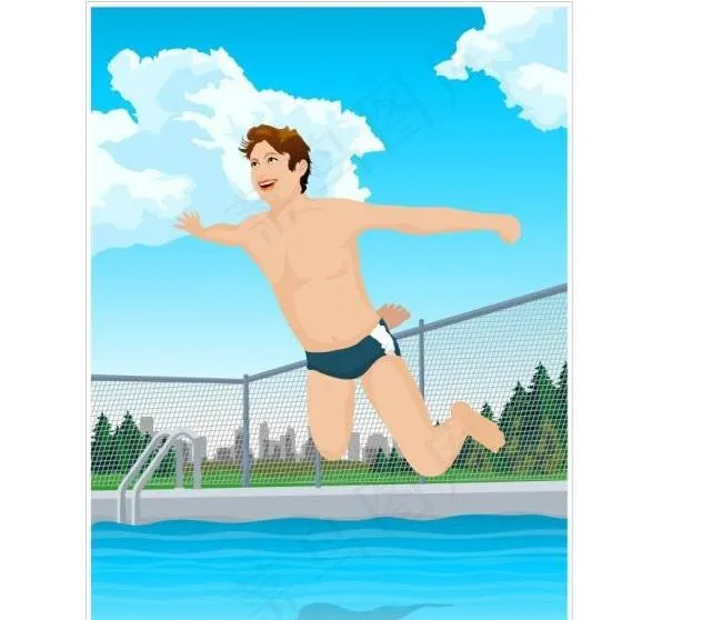 游泳的男青年图片