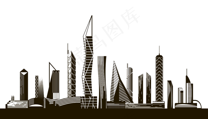 一组黑色系城市剪影