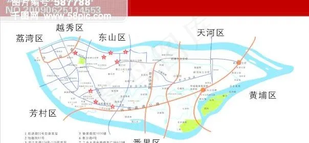 广州市海珠区-矢量地图
