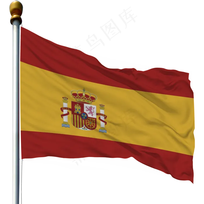 带旗杆的西班牙国旗带旗杆的西班牙国旗