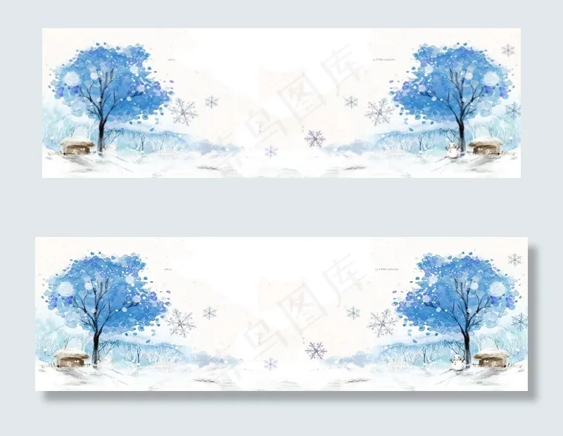 简约冬季素描雪景背景banner
