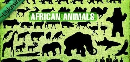 非洲动物剪影矢量