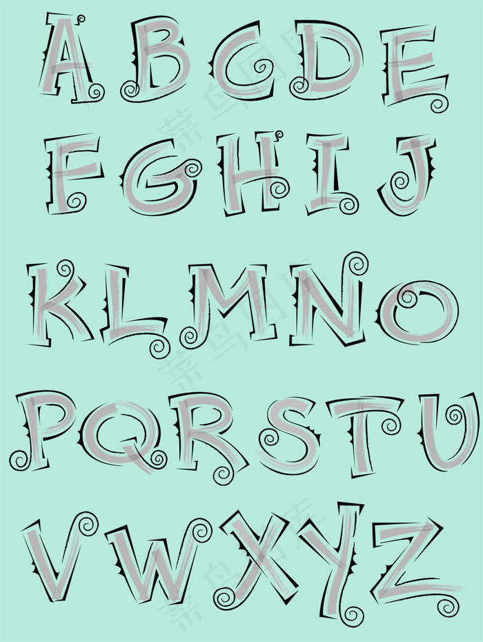 创意英语字母26个字母素材psd模版下载