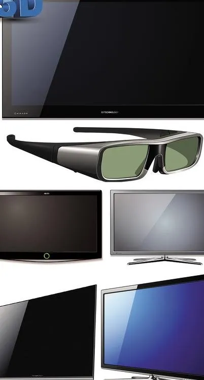 3D电视和3D眼镜矢量素材
