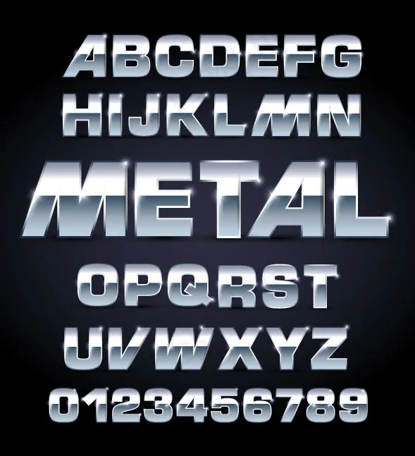 01金属字体设计矢量素材