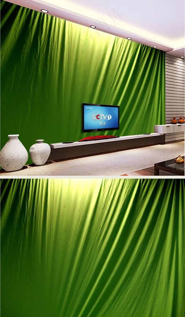 绿色帆布电视背景墙壁纸壁画墙纸墙贴...