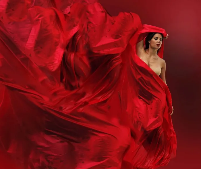 弗拉门戈,婚纱,盖头,暗红色,布料图,超级红色吉米娜