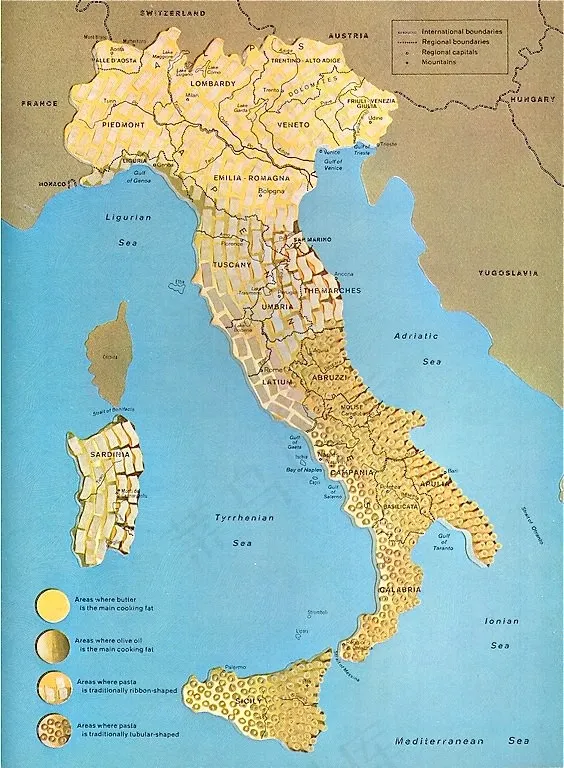 地图,行政区划图,书本,设计效果图,,意大利：面食和油/黄油的观点。 。 。 。