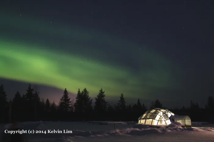 北极之光,北极光,,天空,芬兰Kakslauttanen的玻璃冰屋酒店的北极光