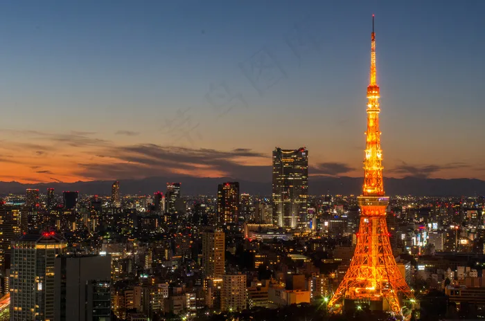都市夜景,建筑,夜景照明,城市夜景照明,街道,东京