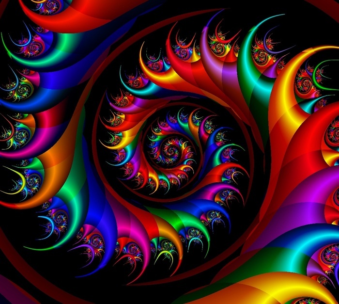 漩涡桌面花纹霓虹灯刺绣龙纹矢量图彩虹螺旋