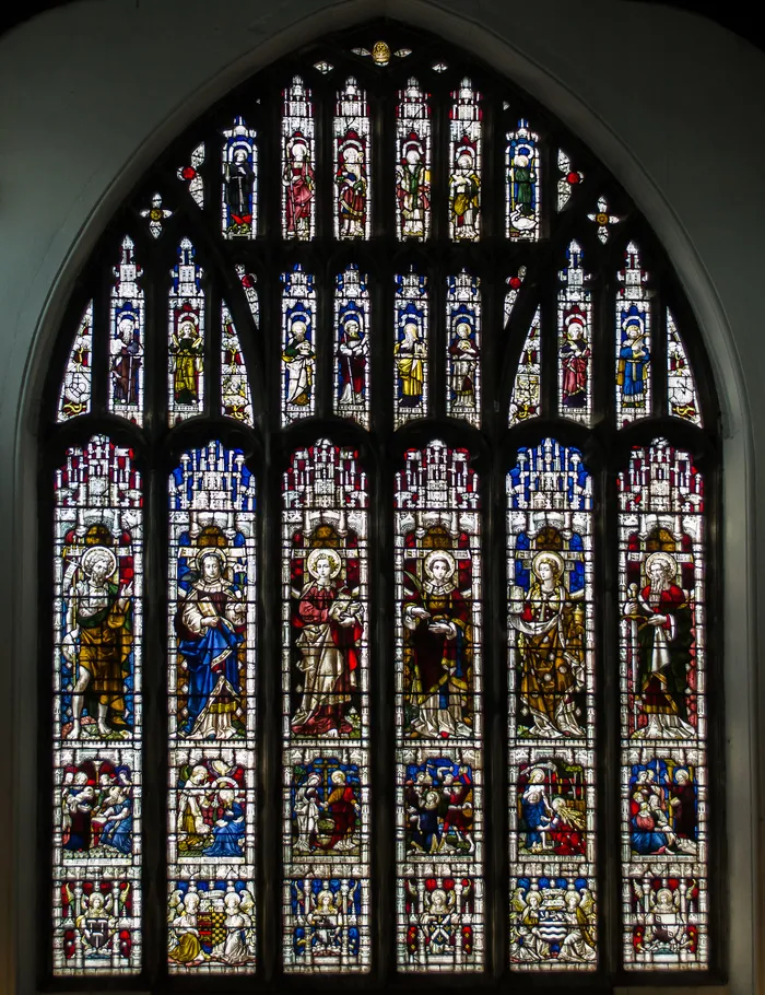 彩绘玻璃窗，所有圣徒教堂，斯坦福
