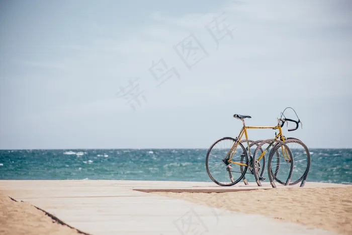 海滩，自行车，海岸，沿海，骑自行车，休闲，性质，海洋，户外，通路，砂，邵尔，天空，夏季，旅行，度假，水