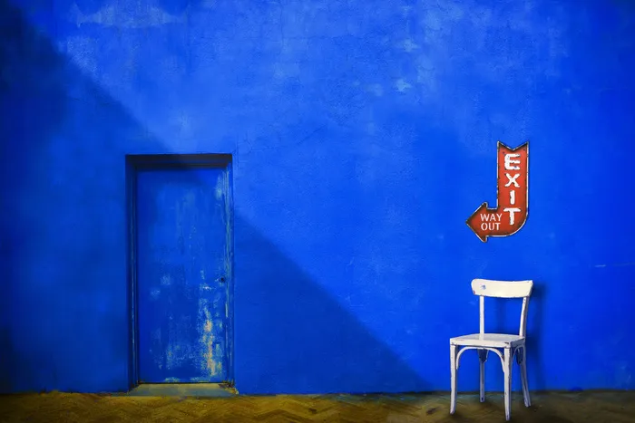 蓝色，椅子，椅子，颜色，颜色，门，门，退出，高清壁纸，最小，标志，墙