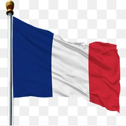 带旗杆的法国国旗,免抠元素