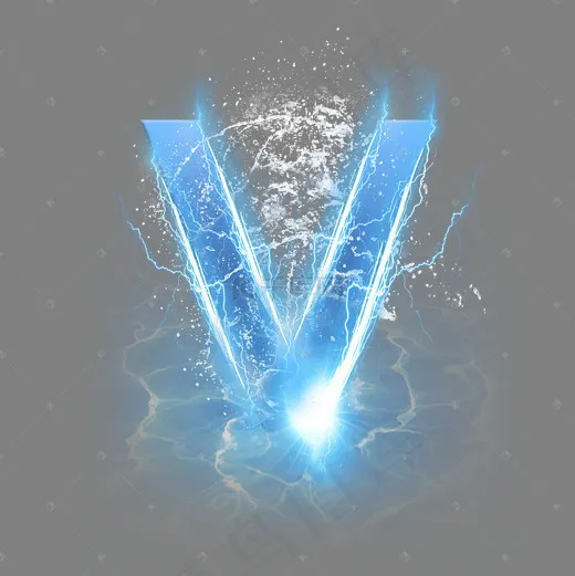 蓝色水晶电水字母V