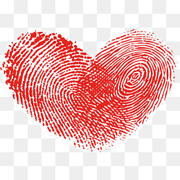 红色清新爱心指纹效果元素,免抠元素