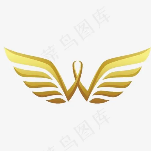 字母W金色翅膀企业标志设计