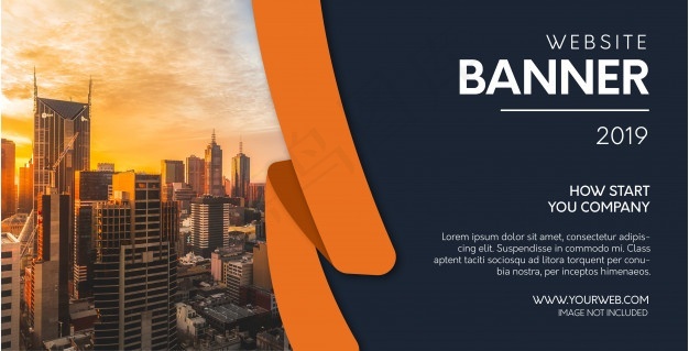 带有橙色形状的专业网站横幅bannereps,ai矢量模版下载 - 菜鸟图库